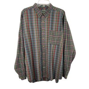 Vintage 90s Dockers Authentics Multicolor Plaid Long Sleeve Shirt Mens Size XL